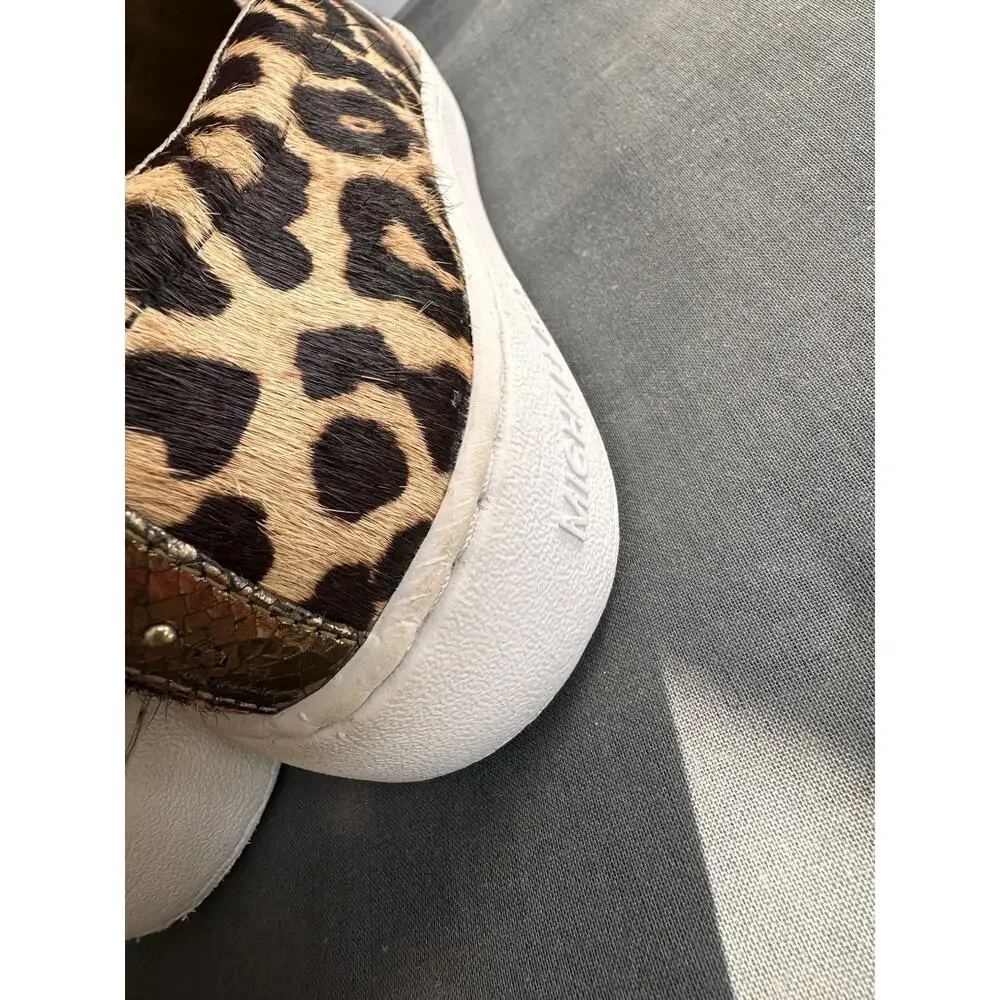 Michael Kors Size 7.5 Slip On Leather Upper Calf Hair Leopard Print Shoes